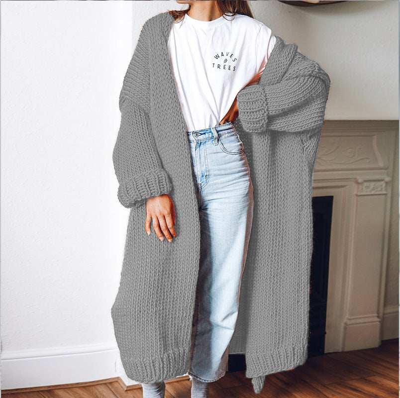 fall outfits Plus Size Knitted Cardigan Women's Mid-Length Loose Casual Fashion Sweater Coat Women