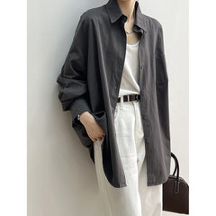 birkenstock clogs outfit fall Cotton Long-Sleeved Loose Shirt Coat for Women Autumn Lazy Style Outdoor Casual Shirt
