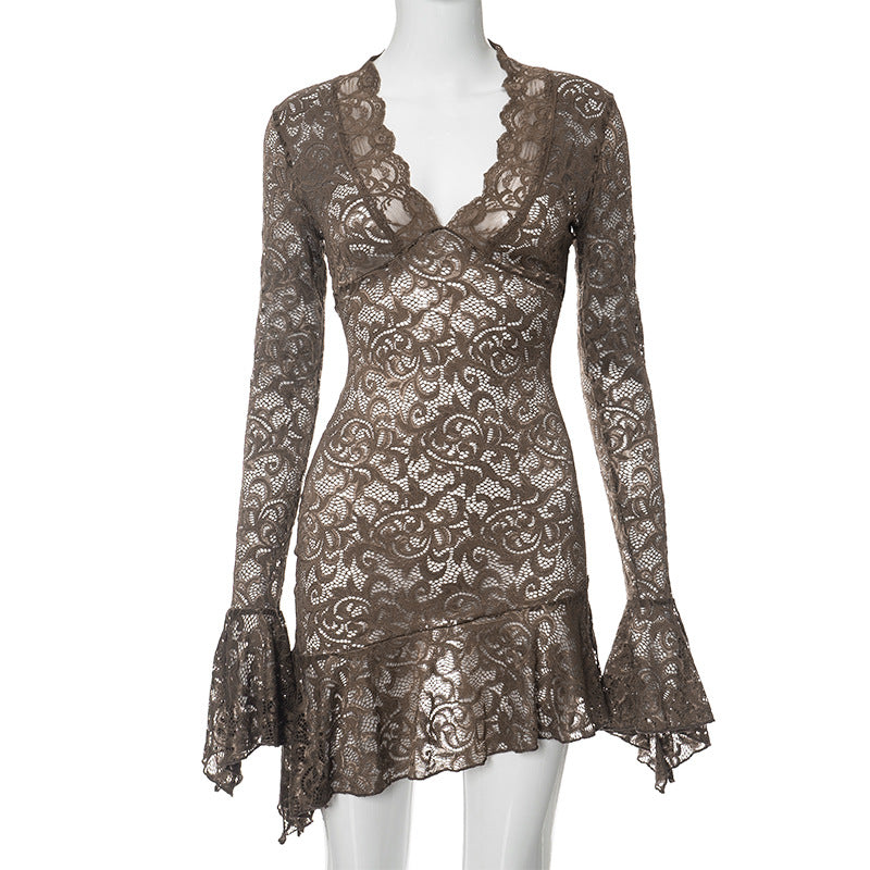 homecoming dresses Women's Clothing Autumn and Winter New Sexy Lace Hot Girl Party Dress