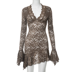 homecoming dresses Women's Clothing Autumn and Winter New Sexy Lace Hot Girl Party Dress
