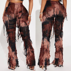 western outfits women Women's New Fashionable Tie-Dye Pants High Waist Slim Trousers for Women