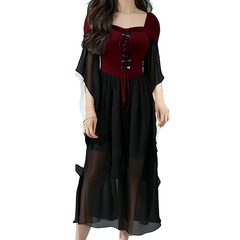 BXOXO Dress to Impress 2024 New Women's Halloween Witch Bandage Large Swing Dress