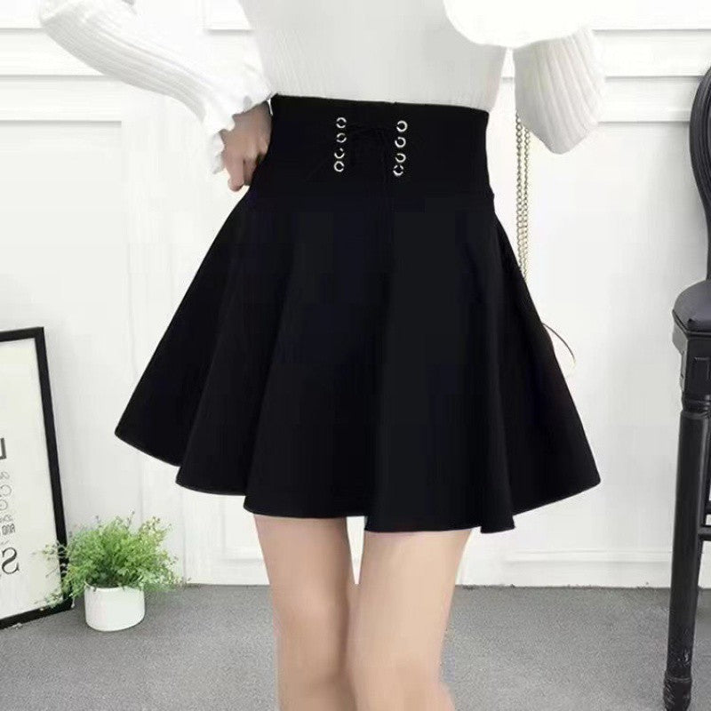 guys in skirts Skirt  Autumn Fashion A- line Skirt Slimming Short Skirt Anti-Exposure Pettiskirt High Waist Elastic Pleated