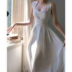 cybergoth dress to impress Elegant Fashionable White Cross Strap Sling Dress Women's Summer New Elegant Gentle Style Halter Dress