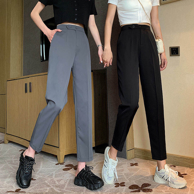 business casual outfits Loose Draping Suit Pants Autumn Thin Pants High Waist Casual Pants Slim Straight Cropped Pants for Women