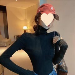 simple winter outfits Autumn and Winter Elegant Pile Collar Sweater Women's Inner Matching Coat Slim Bottoming Pullover Turtleneck Sweater Top