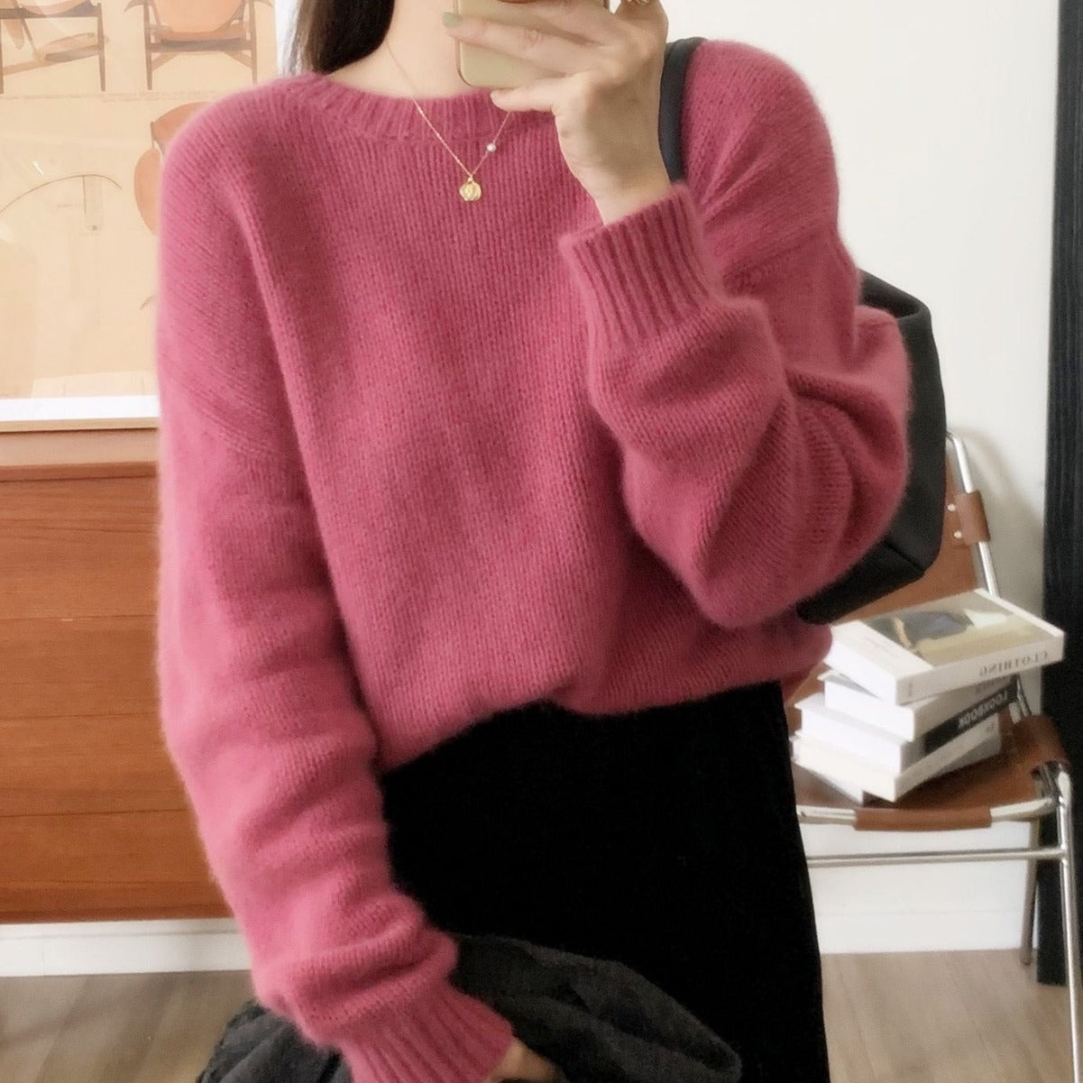 datenight fall outfits Retro Age-Reducing Lazy Style Pullover Wool Sweater Autumn and Winter Casual Simple Slimming Woolen Sweater Comfortable Top for Women