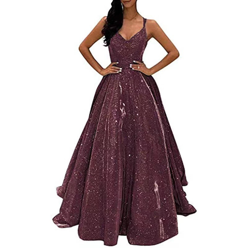 prom dresses Evening Dress Fashion Sling Sling Flash Banquet Activities Elegant Slimming Long Dress