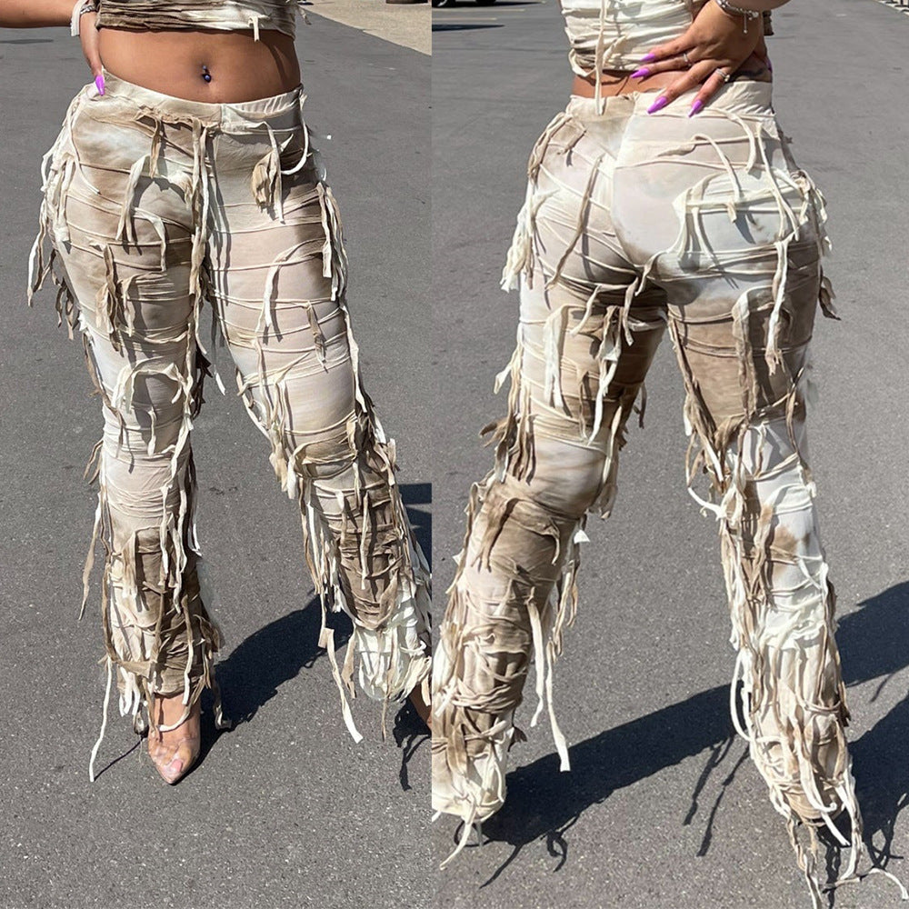 western outfits women Women's Clothing Summer New Fashion Street Fashion Personality Beggar Tassel Casual Trousers