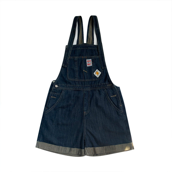 Denim Suspender Shorts Women's Summer College Style Net Red Loose Western Style Age-Reducing Cute Shorts