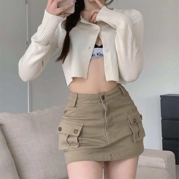 joker costume female outfit Autumn Skirt Ins Fashionable Workwear Skirt Women's Khaki Hot Girl High Waist Slimming Sheath Skirt