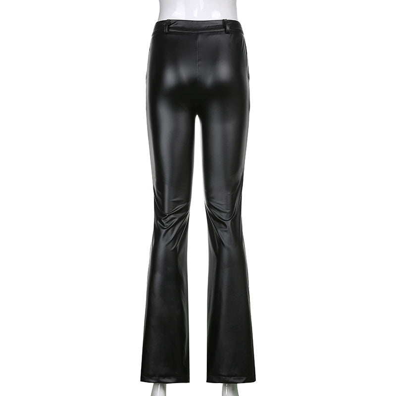 frat outfits Women's Leather Pants New Pu Micro Flared Trousers E-Commerce Women's Pants Wish Now
