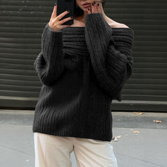 fall inspo outfits Autumn and Winter Long Sleeve Top Elegant Socialite Loose Bell Sleeve Sweater Women's Clothing