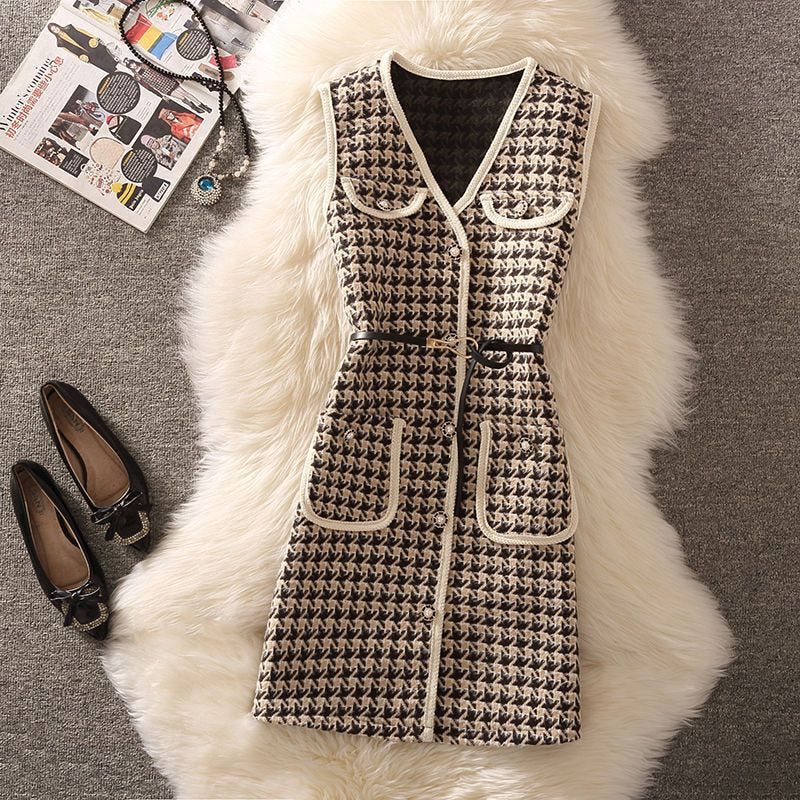 barn jacket outfits Vest Women's Clothing Autumn and Winter New Chanel Style Vest Internet Celebrity Fashion Age-Reducing Bottoming Shirt Two-Piece Suit for Women