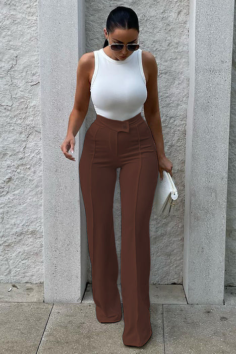 outfit Hot New Street Fashion Backless Solid Color Slim Casual Pants