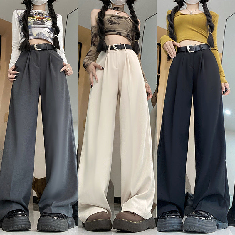 outfit 2024 Autumn New Korean Style Fashionable Casual Suit Pants Women's Loose Draping Straight High Waist Slimming Wide Leg Pants