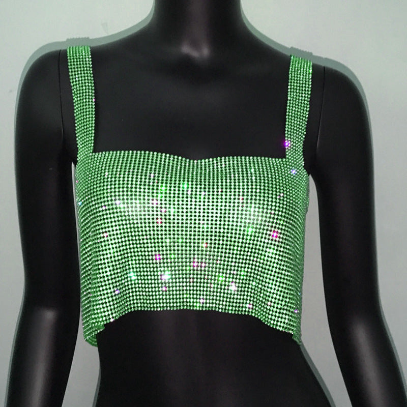 frat outfits Sexy Women's Fashion Rhinestone Camisole Hot Girl Full Diamond Top Women's Inner Wear