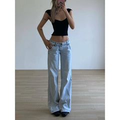 going out outfits High Street Hot Girl Super Stylish Jeans Women's Summer Retro Distressed Washed Straight Mop Pants