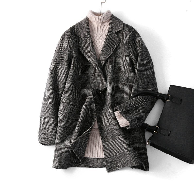 outfit inspo Elegant Commuter Wool Suit Jacket Women's Autumn Coat Women's Plaid Double-Sided Suit Women's Wool