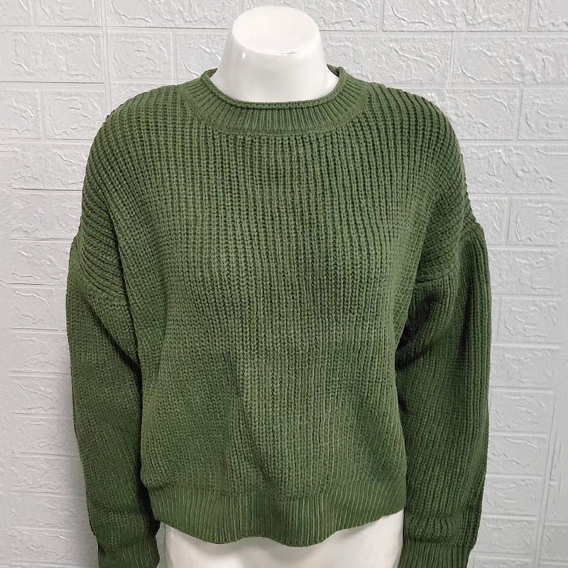 fall 2024 fashion trends 2024 Autumn and Winter New Sweater Women's Solid Color round Neck Long Sleeve Knitted Pullover Women's Sweater
