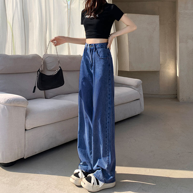 y2k outfits Loose Slimming Fashionable Wide-Leg White Jeans for Women Straight Draping Mop Pants Trendy