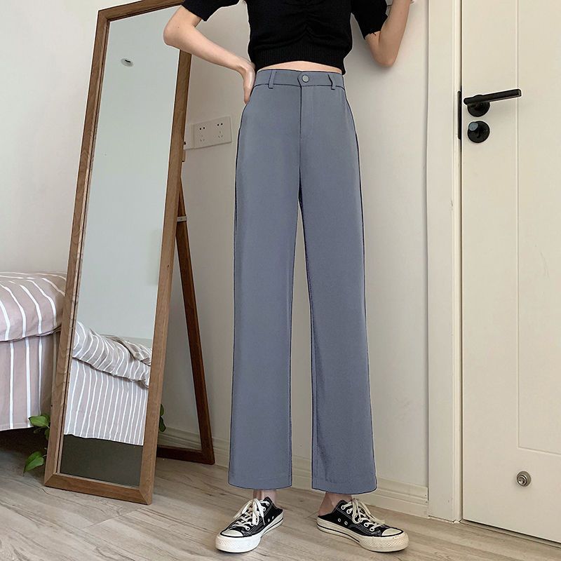business casual outfits Loose Straight Suit Pants Women's Spring and Autumn High Waist Slimming Work Pants Casual Cropped Black Tapered Harem Pants Summer