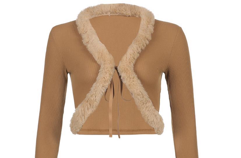 y2k outfits Fashionable Autumn Sexy Women's Top High-Grade New Furry Lace-up Pit Cardigan Short V-neck Slim Knit