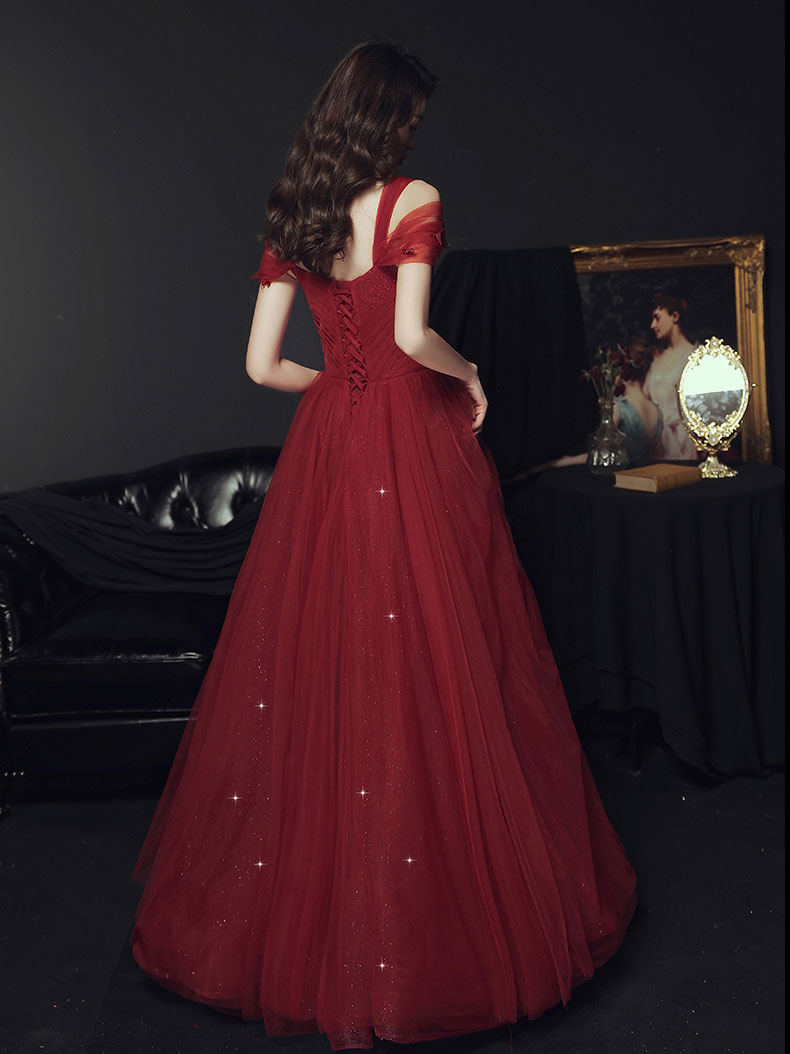 BXOXO Elegant Sweetheart Neck Burgundy Long Prom Dress, A line Backless Evening Dresses