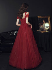 BXOXO Elegant Sweetheart Neck Burgundy Long Prom Dress, A line Backless Evening Dresses