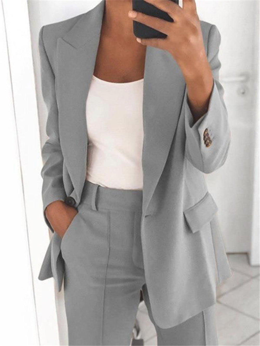 business casual outfits Women's Fashion Button Slim Lapel Cardigan Temperament Blazer Suit