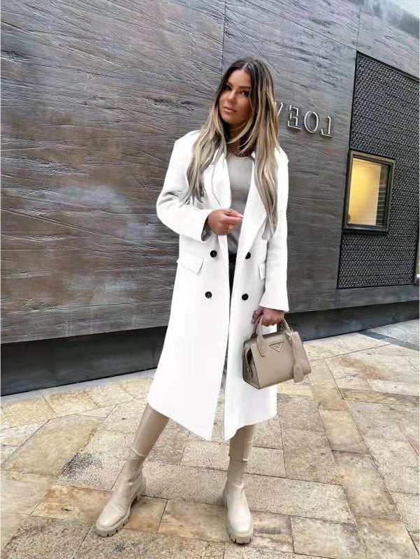 suit Popular Autumn and Winter Long Sleeve Suit Collar Double Breasted Girl Coat Coat for Women