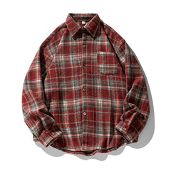 grunge outfits Korean Style Men's Retro Contrast Color Plaid Shirt Men's and Women's Autumn New Style Atmosphere Couple's Shirt Loose Coat