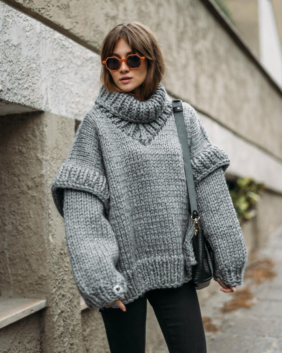 fall outfit Sweater Sweater Pullover Women's Fluffy Rough Sweater Long Sleeve