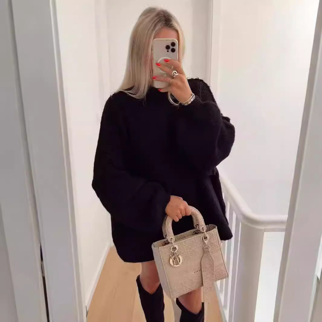 2000s fashion Women's Spring and Autumn New Elegant round Neck Simple Fashion Style Thin Sweater