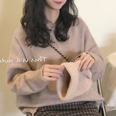 frat outfits Soft Nuo Sweater Women's Gray New Loose Lazy Style Autumn and Winter Outer Wear Korean Style Pullover Bottoming Shirt Inner Top Fashion