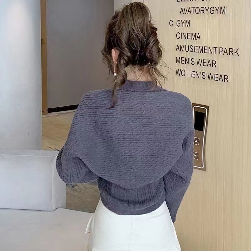 fall outfit men Knitted Vest Outer Shawl Cardigan Two-Piece Set Autumn and Winter Korean Style Half Turtleneck Light Mature Sweater for Women