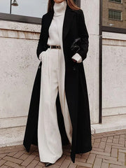 2000s fashion Autumn and Winter Women's Casual Long Solid Color Warm Woolen Coat Overcoat