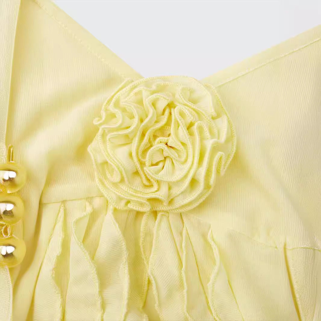 princess costume ideas Sexy Three-Dimensional Rose Sling Long Holiday Style Hot Girl Navel Irregular Top