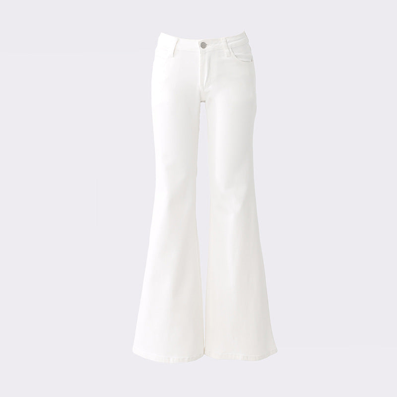 casual dinner outfit fall Autumn and Winter American Low Waist Thin Velvet Jeans Hot Girl Slim Elastic Slimming Flared Pants