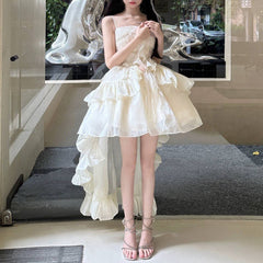 ribbons galore dress to impress Summer New Korean Style Niche Exquisite Waist Slimming Sling Tail Dress Short Skirt for Women