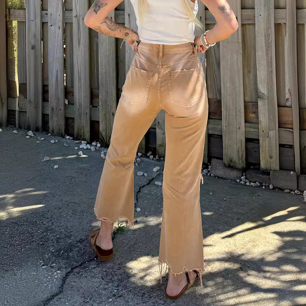 fall outfits women Southeast Asian Women's Ripped Jeans Women's Straight Loose Jeans Women