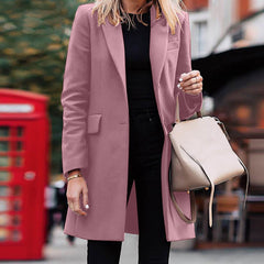 men’s fall fashion 2024 Women's New Winter Mid-Length Breasted Solid Color Suit Jacket.