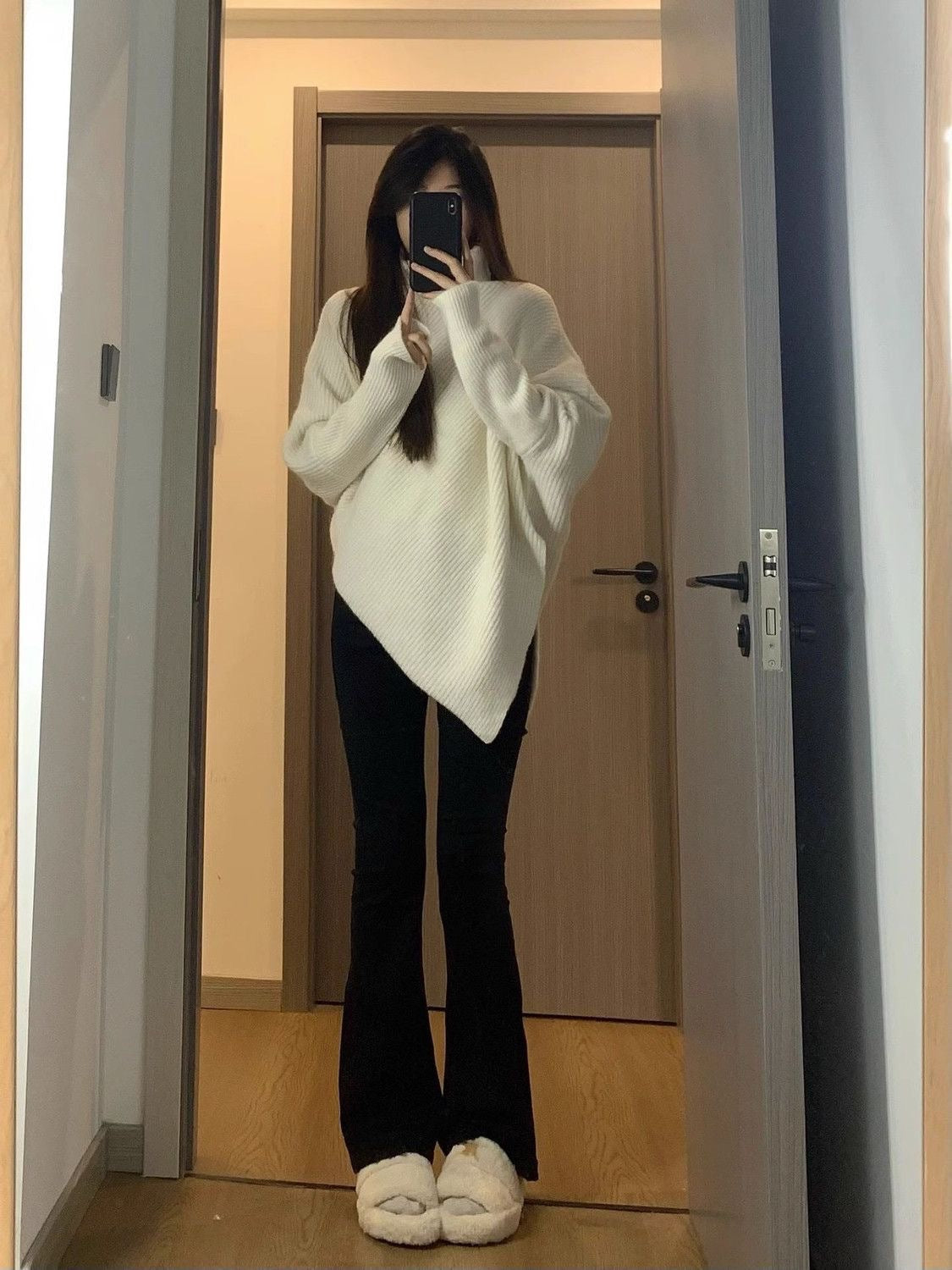 outfit inspo fall Women's Turtleneck Irregular Niche Sweater Autumn and Winter Korean Style Loose Lazy Style Soft Glutinous Knitted Top Thickened