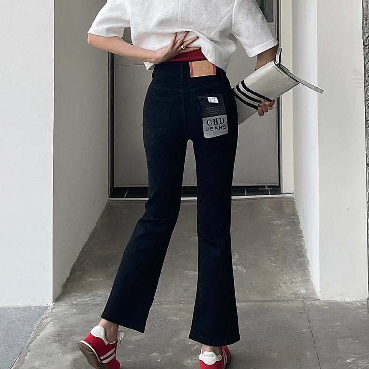 work outfits women Original Pure Flared Pants Spring New Elegant High Waist Cropped Pants Slim Pants Jeans for Small Girls