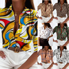 2000s fashion Women's Spring and Autumn Shirt Long-Sleeved Shirt Printed Shirt Women