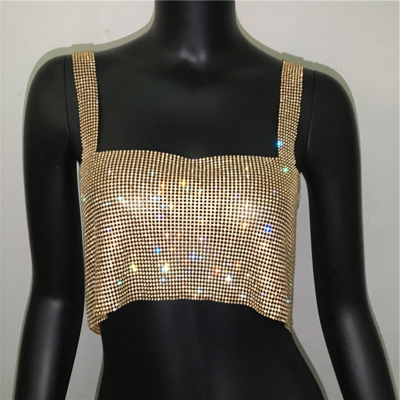 frat outfits Sexy Women's Fashion Rhinestone Camisole Hot Girl Full Diamond Top Women's Inner Wear