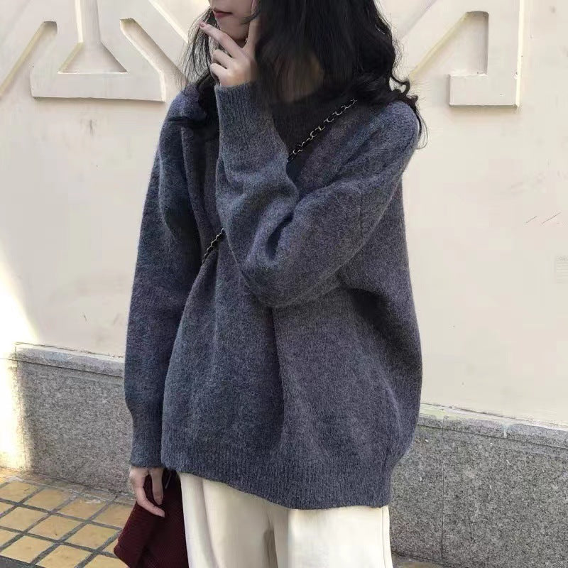 frat outfits Soft Nuo Sweater Women's Gray New Loose Lazy Style Autumn and Winter Outer Wear Korean Style Pullover Bottoming Shirt Inner Top Fashion
