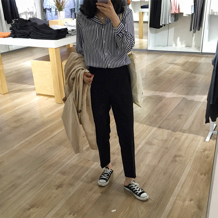 datenight fall outfits Elegant Harem Pants Women's Spring and Autumn Korean Style Slimming Radish Pants Spring Skinny Suit Pants