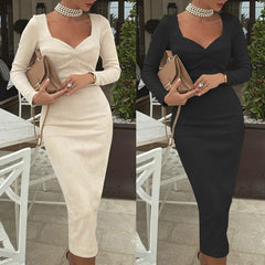 outfit inspo Autumn New Beautiful Women's Clothing Solid Color Sexy Arm Mid-Length Dress