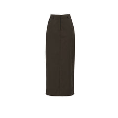 business casual outfits Gray Commuter Workplace Style Split High Waist Straight Skirt New Autumn Fashion Long Skirt
